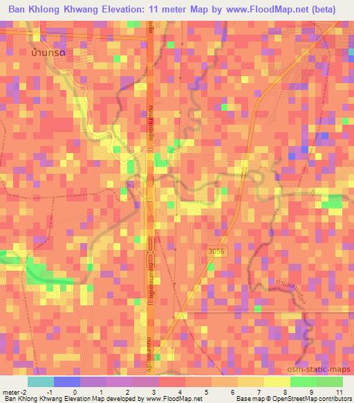 Ban Khlong Khwang,Thailand Elevation Map