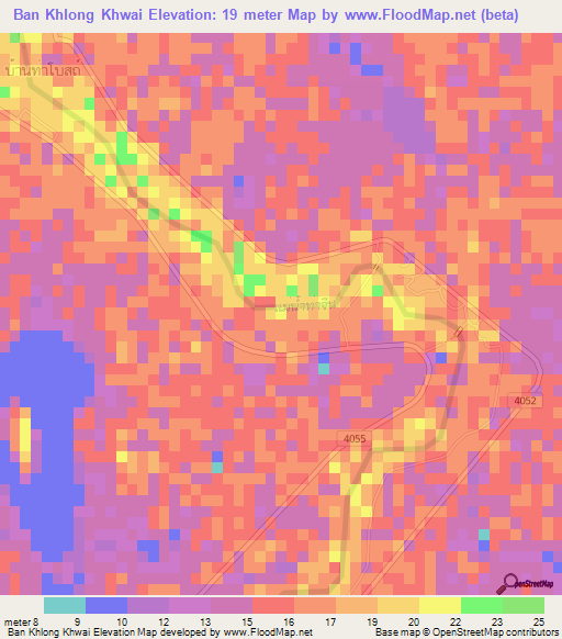 Ban Khlong Khwai,Thailand Elevation Map