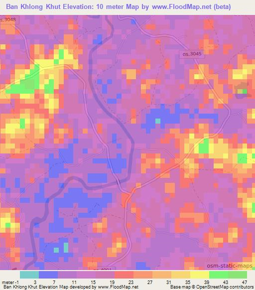 Ban Khlong Khut,Thailand Elevation Map