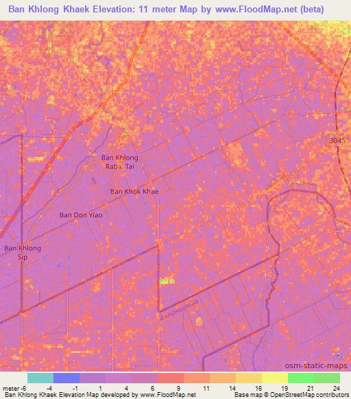 Ban Khlong Khaek,Thailand Elevation Map