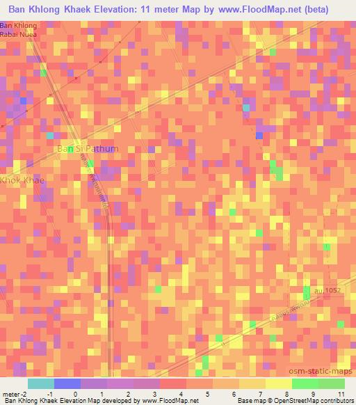 Ban Khlong Khaek,Thailand Elevation Map