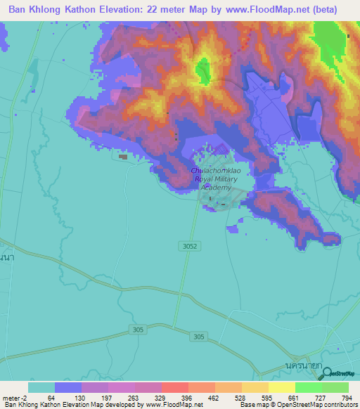 Ban Khlong Kathon,Thailand Elevation Map