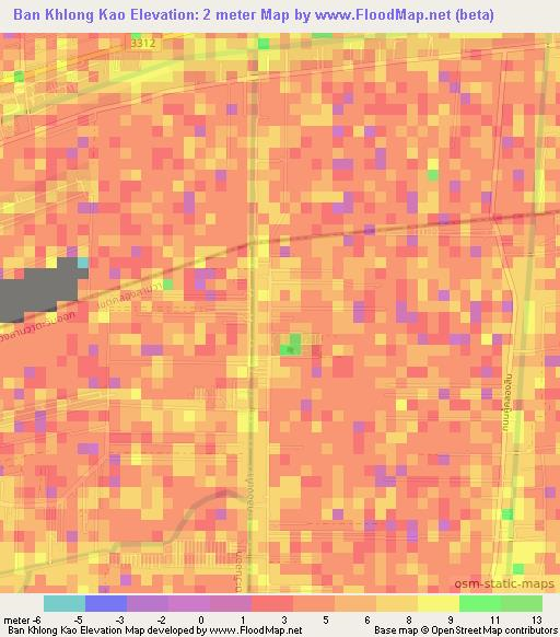 Ban Khlong Kao,Thailand Elevation Map