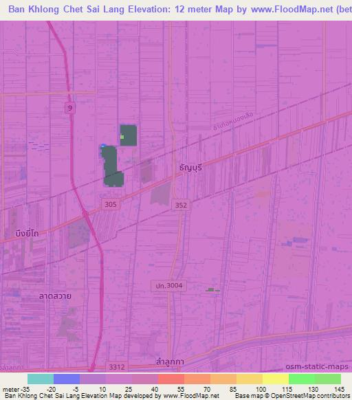 Ban Khlong Chet Sai Lang,Thailand Elevation Map