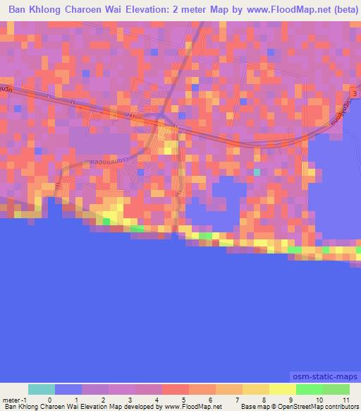 Ban Khlong Charoen Wai,Thailand Elevation Map