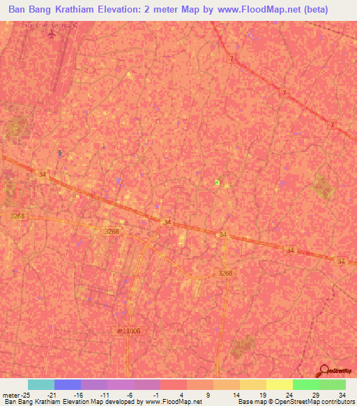 Ban Bang Krathiam,Thailand Elevation Map