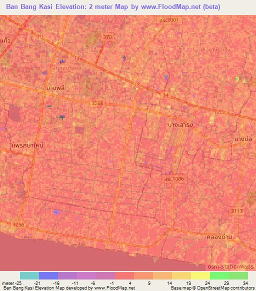Ban Bang Kasi,Thailand Elevation Map