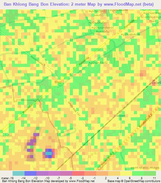Ban Khlong Bang Bon,Thailand Elevation Map