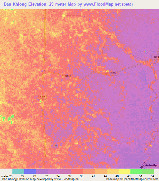 Ban Khlong,Thailand Elevation Map