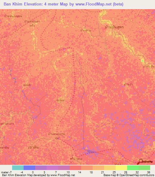 Ban Khim,Thailand Elevation Map