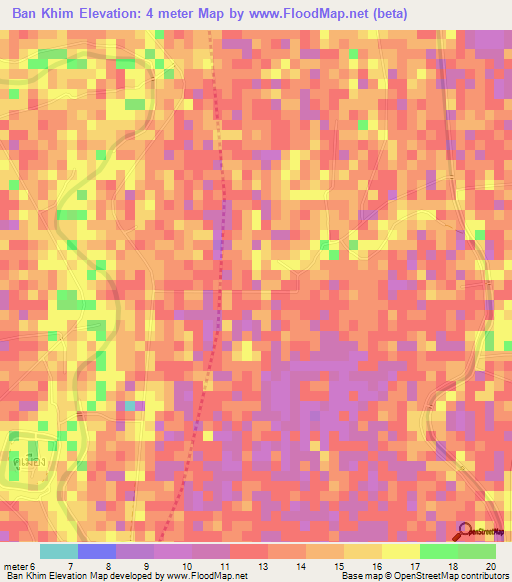 Ban Khim,Thailand Elevation Map