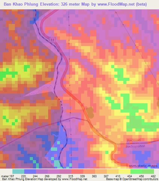 Ban Khao Phlung,Thailand Elevation Map