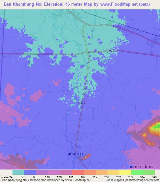 Ban Khanthung Noi,Thailand Elevation Map