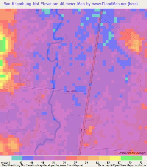 Ban Khanthung Noi,Thailand Elevation Map