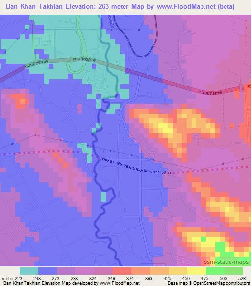 Ban Khan Takhian,Thailand Elevation Map