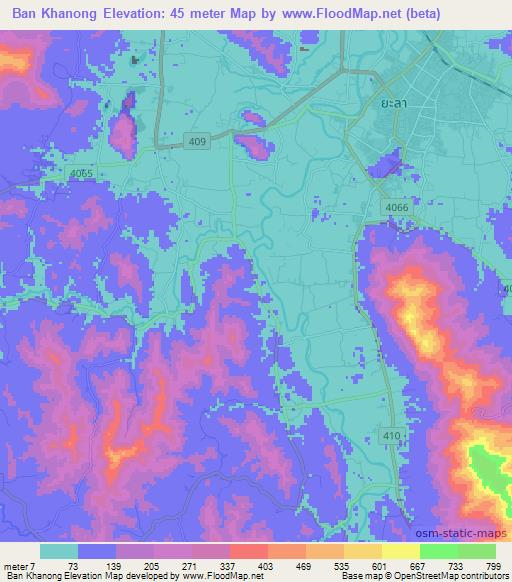 Ban Khanong,Thailand Elevation Map