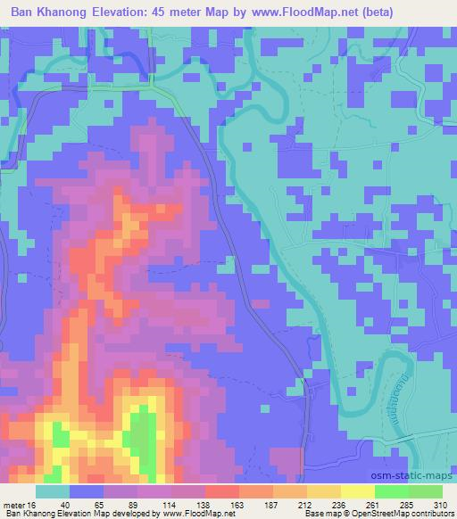 Ban Khanong,Thailand Elevation Map