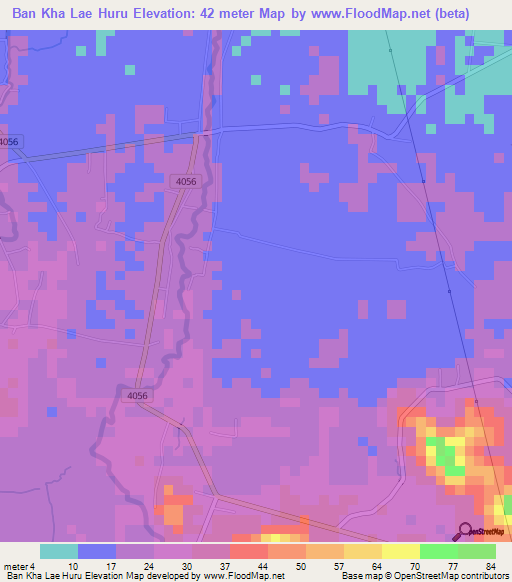 Ban Kha Lae Huru,Thailand Elevation Map