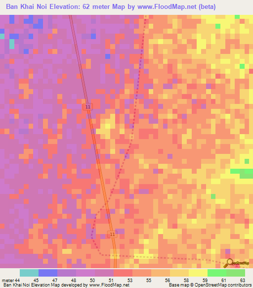 Ban Khai Noi,Thailand Elevation Map