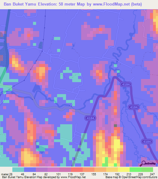Ban Buket Yamu,Thailand Elevation Map