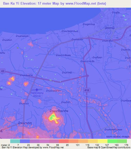Ban Ka Yi,Thailand Elevation Map