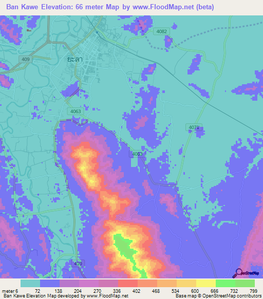 Ban Kawe,Thailand Elevation Map