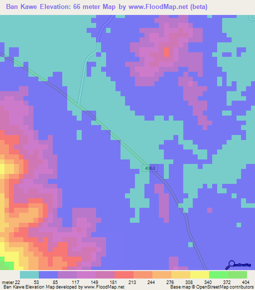 Ban Kawe,Thailand Elevation Map