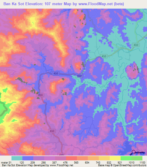 Ban Ka Sot,Thailand Elevation Map