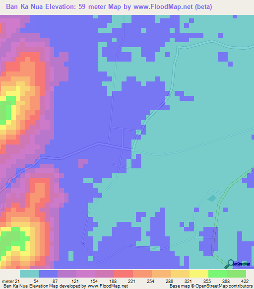 Ban Ka Nua,Thailand Elevation Map
