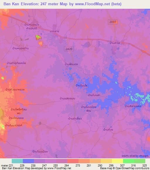 Ban Kan,Thailand Elevation Map