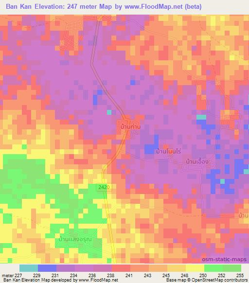 Ban Kan,Thailand Elevation Map