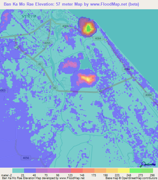Ban Ka Mo Rae,Thailand Elevation Map