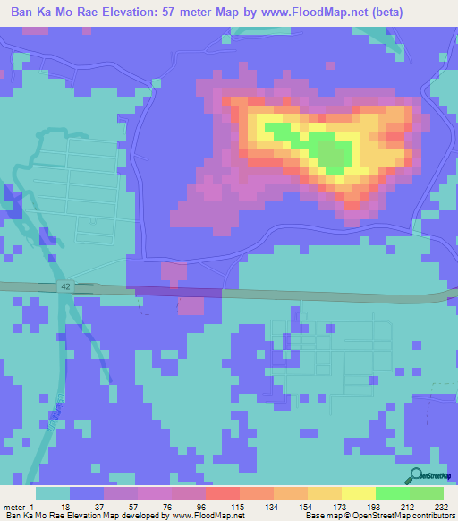 Ban Ka Mo Rae,Thailand Elevation Map