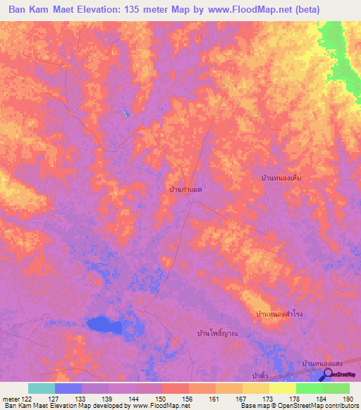 Ban Kam Maet,Thailand Elevation Map