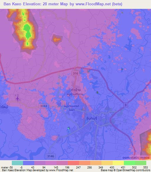 Ban Kaeo,Thailand Elevation Map