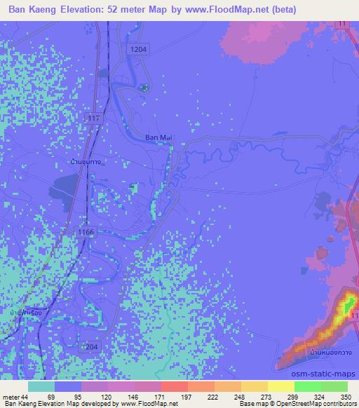 Ban Kaeng,Thailand Elevation Map