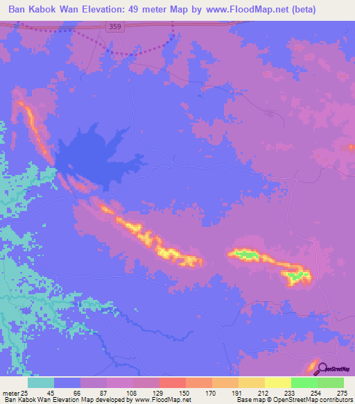 Ban Kabok Wan,Thailand Elevation Map