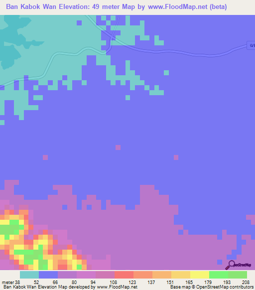 Ban Kabok Wan,Thailand Elevation Map