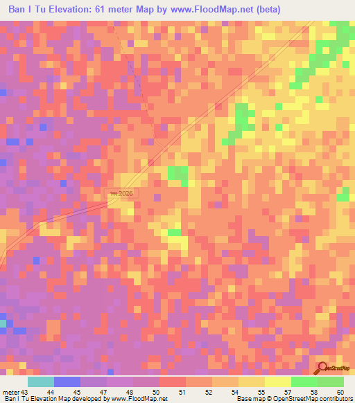 Ban I Tu,Thailand Elevation Map