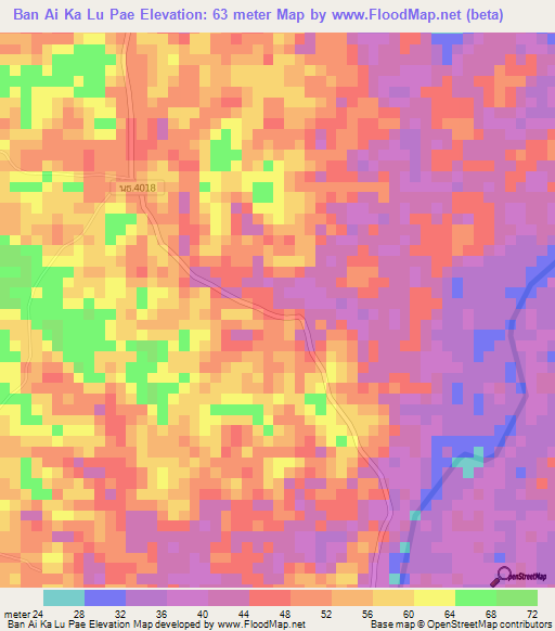 Ban Ai Ka Lu Pae,Thailand Elevation Map