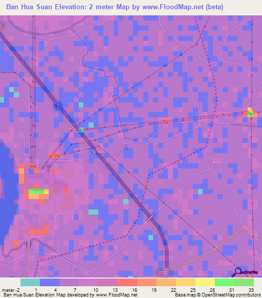 Ban Hua Suan,Thailand Elevation Map