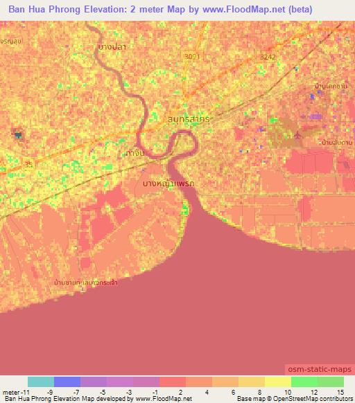 Ban Hua Phrong,Thailand Elevation Map