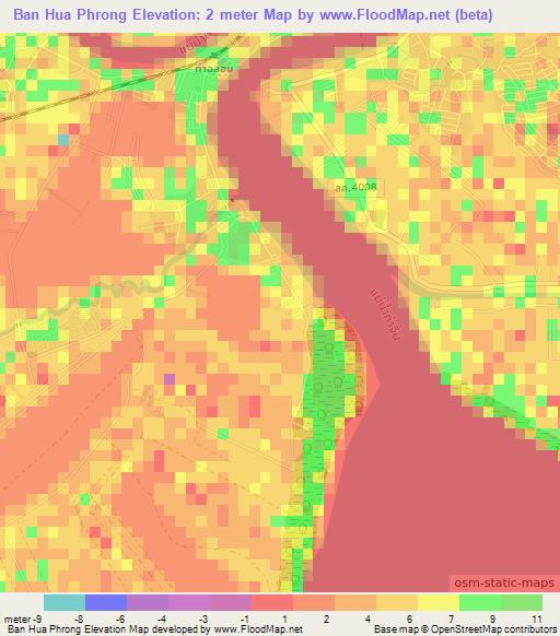 Ban Hua Phrong,Thailand Elevation Map