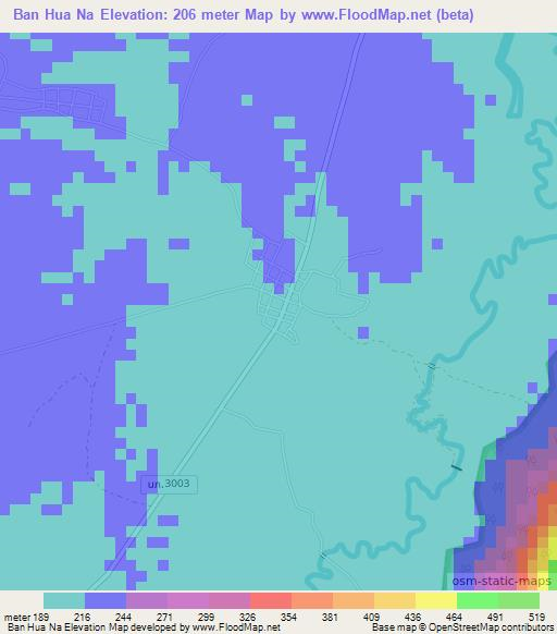 Ban Hua Na,Thailand Elevation Map