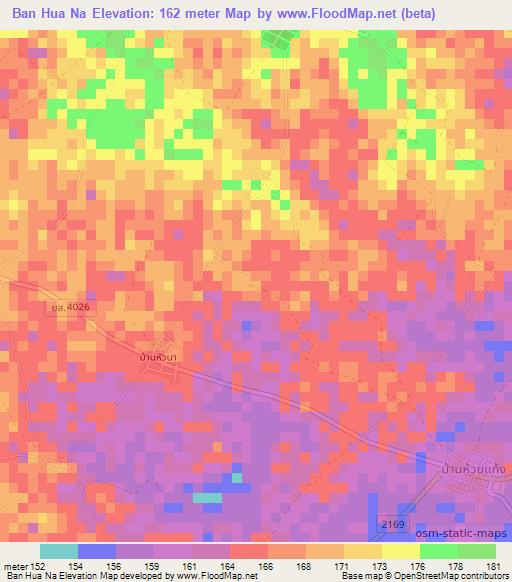 Ban Hua Na,Thailand Elevation Map