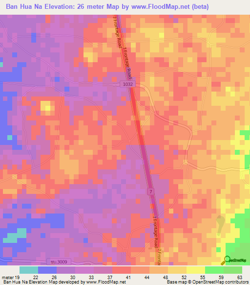 Ban Hua Na,Thailand Elevation Map