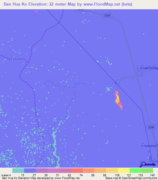 Ban Hua Ko,Thailand Elevation Map