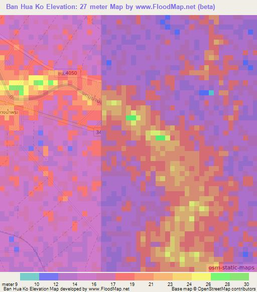 Ban Hua Ko,Thailand Elevation Map
