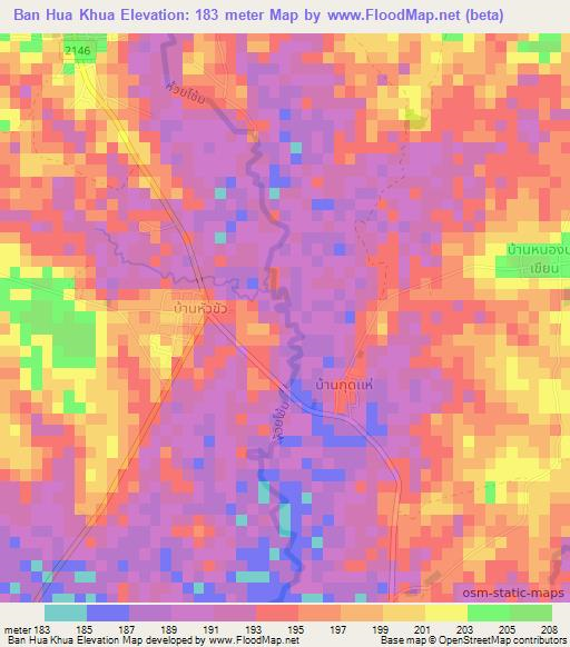Ban Hua Khua,Thailand Elevation Map