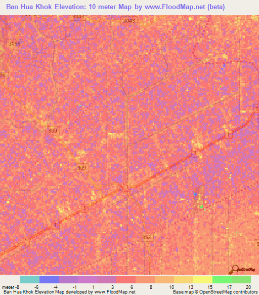 Ban Hua Khok,Thailand Elevation Map